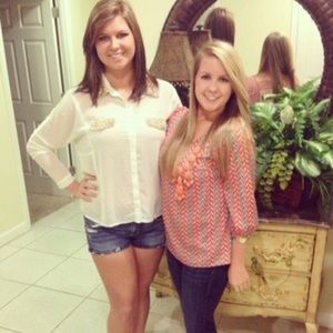 Gold Sequin Accented, Button Down Blouse